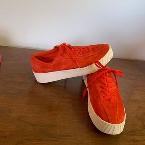 Tretorn Nylite Red Suede Platform Sneakers